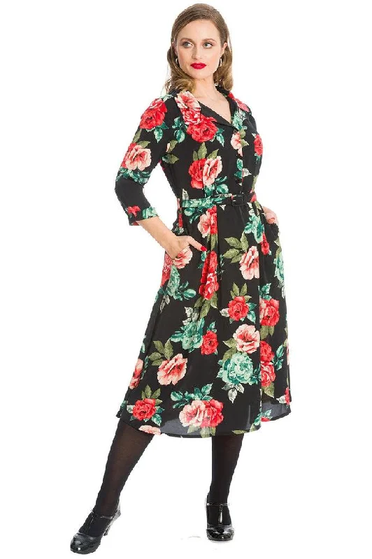 Plus Size Women Dress with a Flattering A - Line Cut for Comfort and StyleEvening Rose Dress