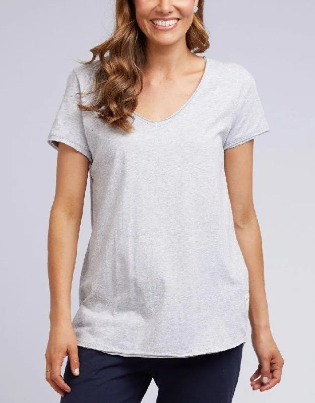 Lace - Embellished Women Dress for an Elegant and Sophisticated AppearanceFundamental Vee Tee - Grey Marle