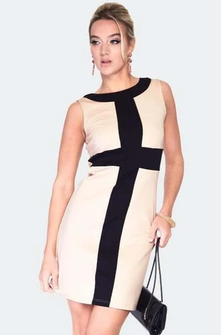 Sheath Women Dress with a Tailored Fit for a Professional LookConstrast Stripe Shift Dress