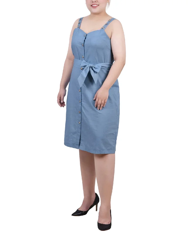 Ruffled Women Dress with Multiple Layers for a Playful and Girly StylePlus Size Sweetheart Neck Chambray Sundress