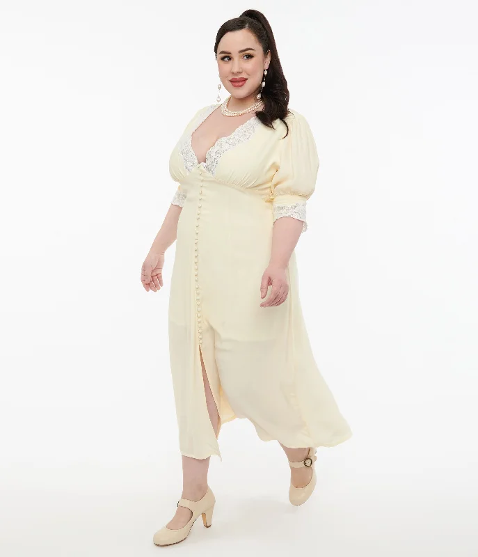 Mini Women Dress with a Short Hem for a Young and Trendy StylePlus Size 1930s Cream & White Lace Midi Dress