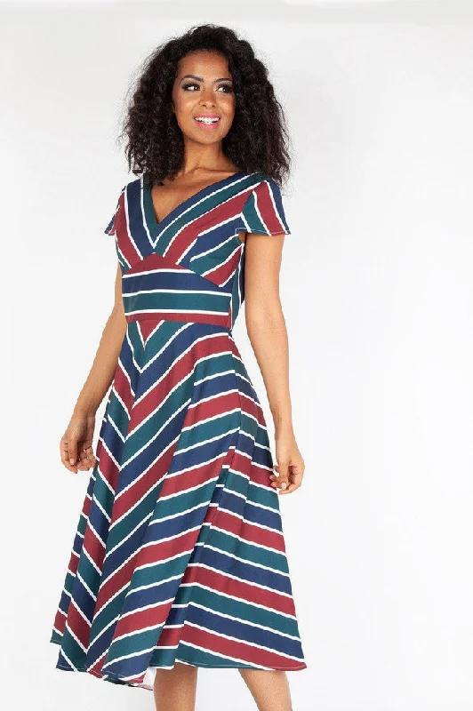 Maxi Women Dress with Floral Print for a Bohemian VibeAddison Striped Swing Dress