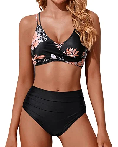 Plus - size bikini with full - coverage options for comfort and confidenceWomen High Waisted Bikini Set Two Piece Swimsuits Push up Wrap Bathing Suit