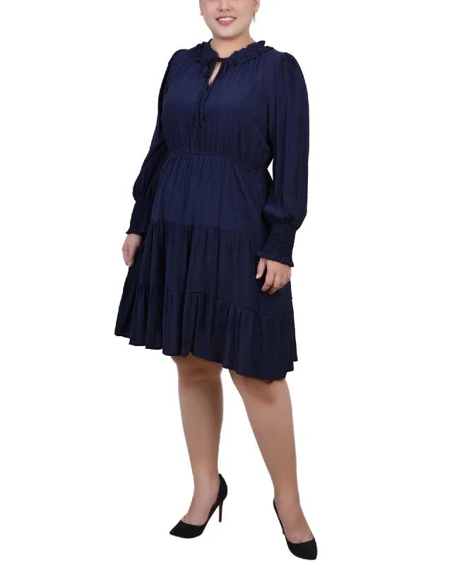 Halter Neck Women Dress to Show Off the Shoulders and NecklinePlus Size Long Sleeve Tiered Dress With Ruffled Neck