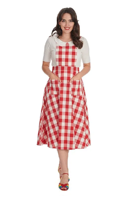 Empire Waist Women Dress to Accentuate the Bust and Conceal the WaistRow Boat Date Check Swing Pinafore