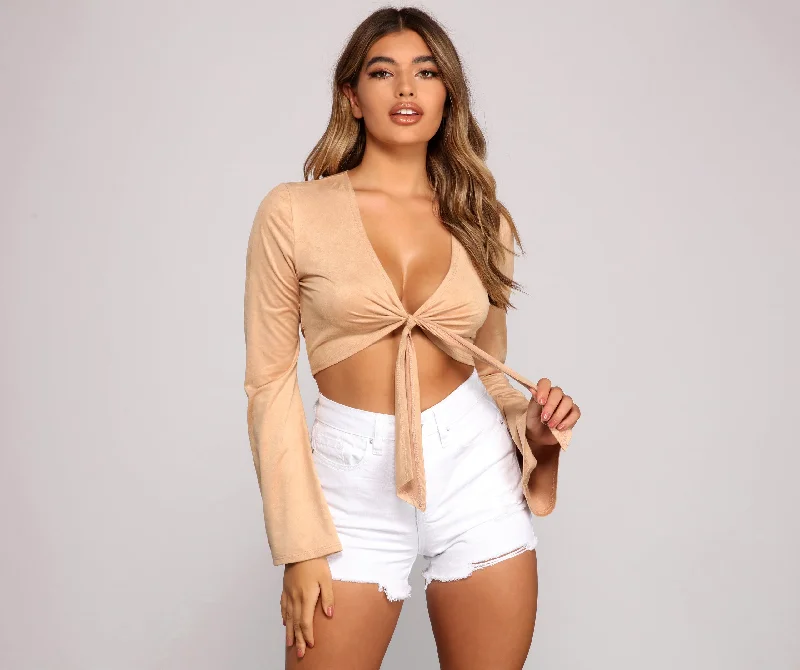 Ruffled Cuff Women Long Sleeve Top with a Feminine TouchMajor Boho Vibes Tie-Front Top