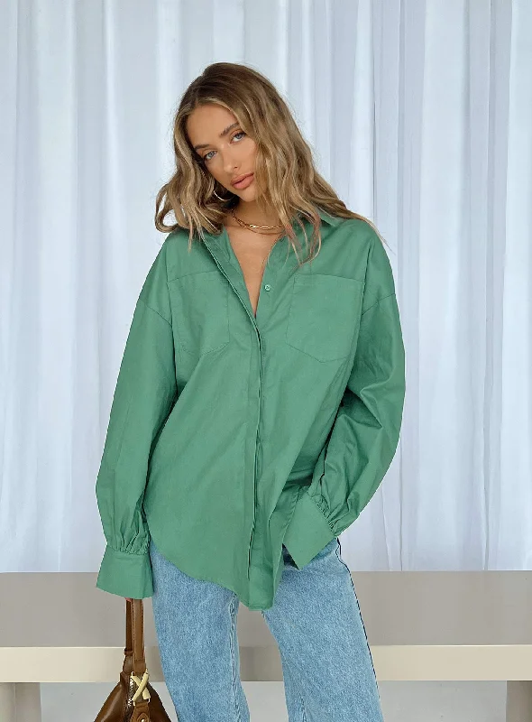 Button - Down Women Long Sleeve Top for a Classic StyleLindford Shirt Green