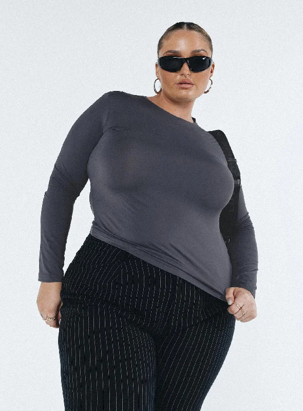 Striped Women Long Sleeve Top in a Timeless PatternArnim Long Sleeve Top Grey Curve