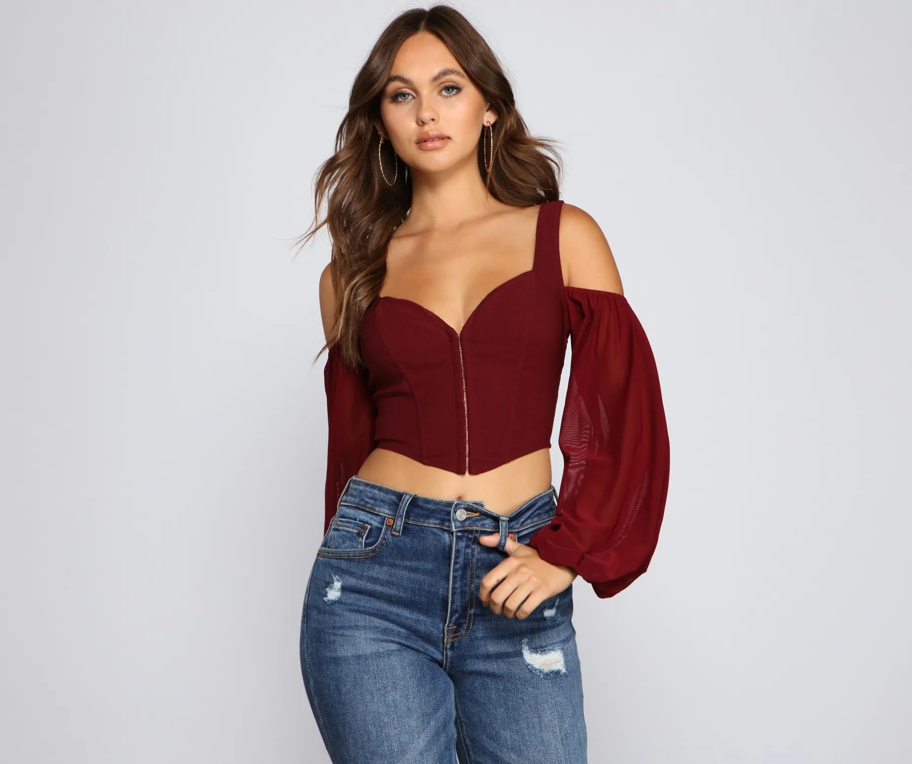 Wrap - Style Women Long Sleeve Top for a Versatile FitDrawn To You Long Sleeve Corset