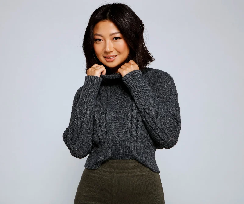 Wrap - Style Women Long Sleeve Top for a Versatile FitLayer On The Cozy Cable Knit Sweater