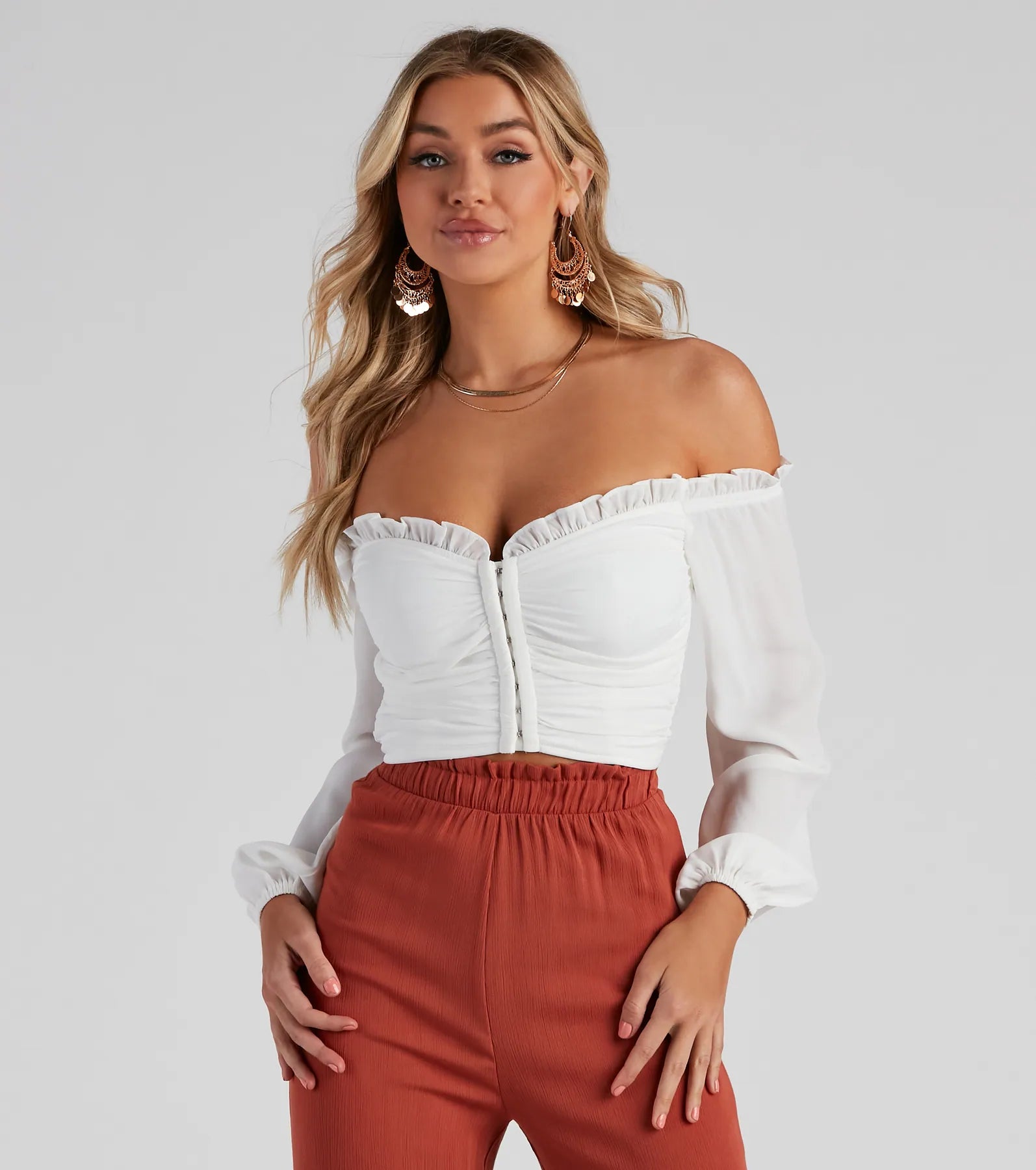 Mock Neck Women Long Sleeve Top for a Modern AestheticClassic Beauty Off The Shoulder Corset Top