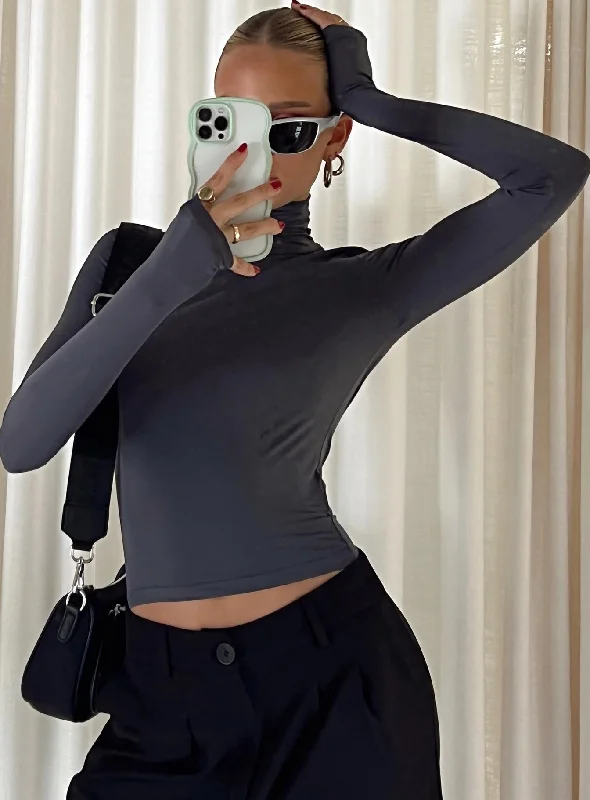 Puffer - Sleeve Women Long Sleeve Top for a Fashion - Forward LookElysium Long Sleeve Turtleneck Top Grey