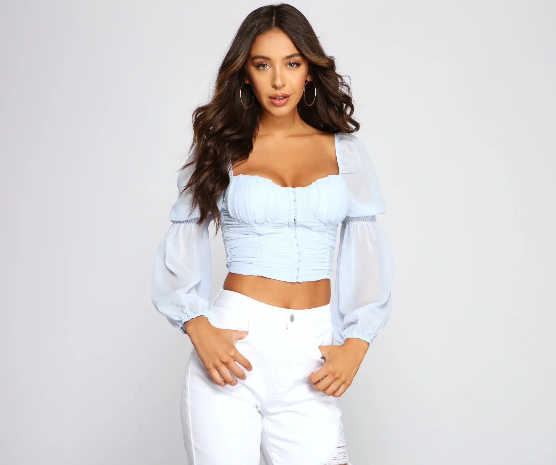 Cable - Knit Women Long Sleeve Top with a Cozy TextureTrendy Moment Ruched Corset Top