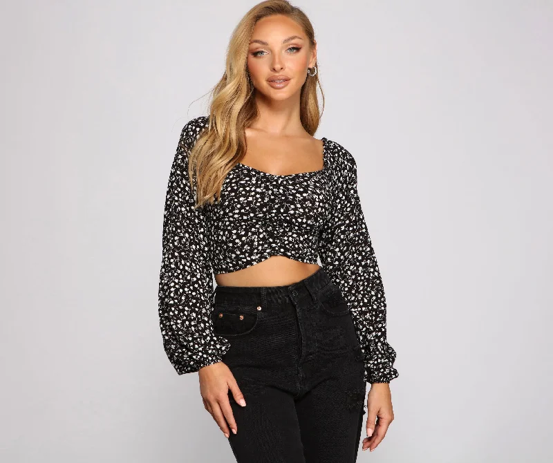 Striped Women Long Sleeve Top in a Timeless PatternCaught In A Floral Gauze Knit Crop Top