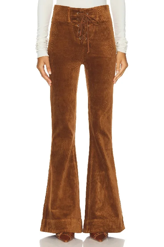 Cam Cam Bells Flare Pant In Saddle Brown Corduroy