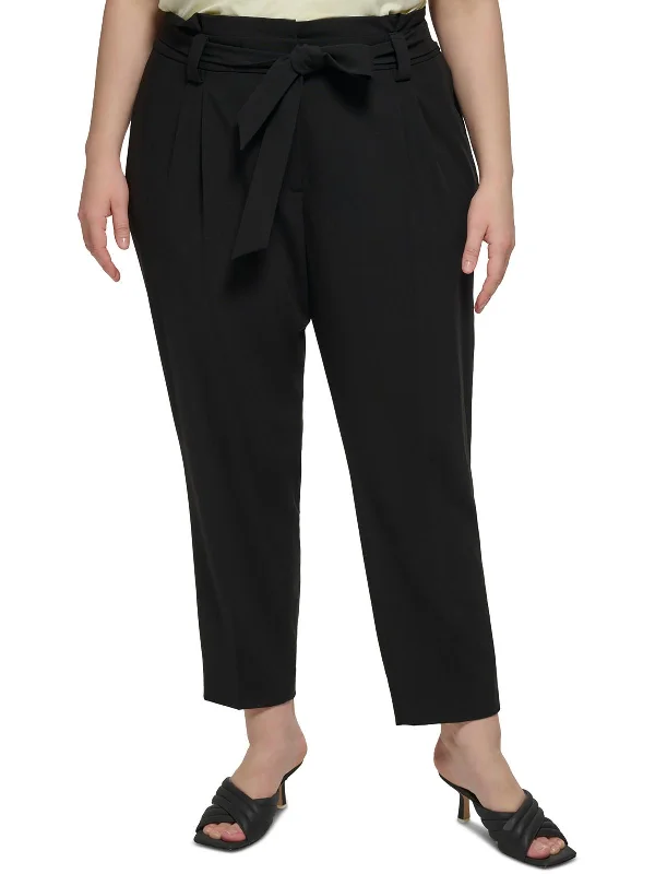 Plus Womens Belted Business Dress Pants