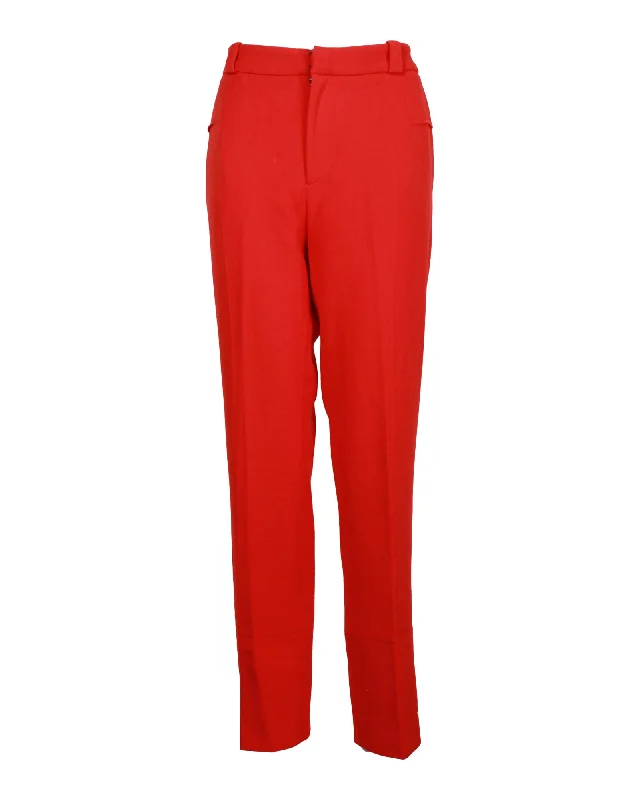 Roland Mouret Lacerta Tapered Stretch-Crepe Trousers in Red Orange Polyester