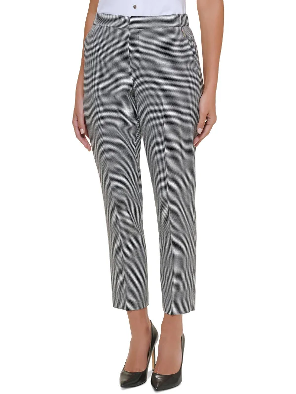 Womens High Rise Houndstooth Ankle Pants