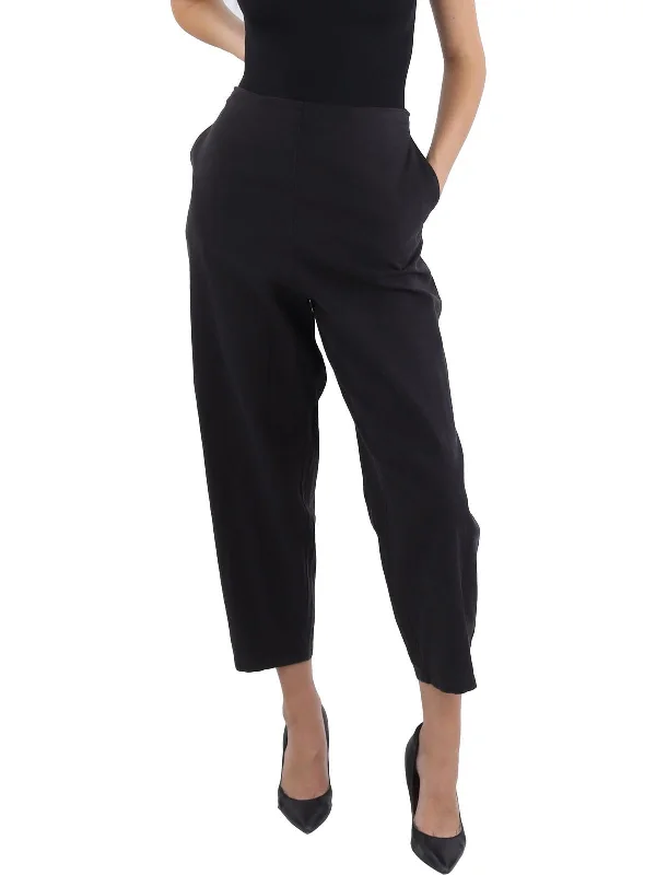 Womens High Rise Knit Cropped Pants