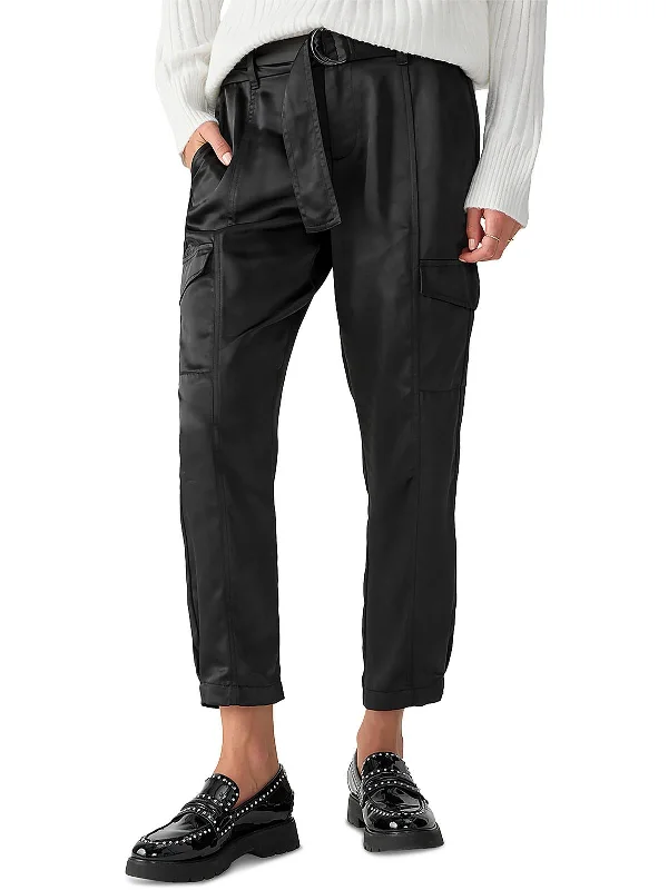 Womens Satin Trim Trouser Cargo Pants