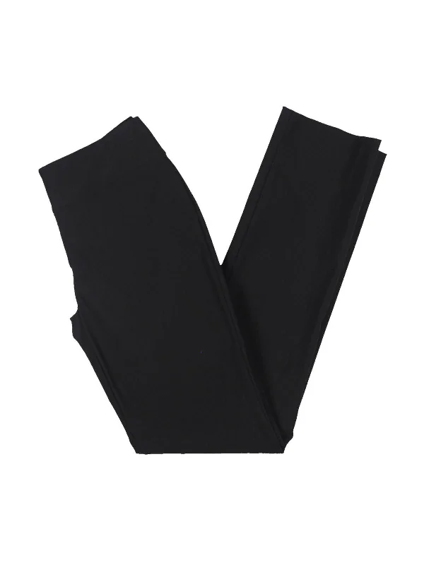 Womens Solid Nylon Straight Leg Pants