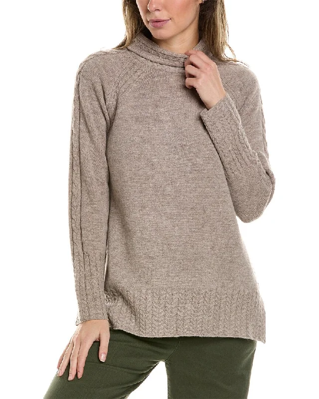 Striped Women Sweater with a Timeless PatternAlashan Cashmere Turtleneck Cable Detail Wool Pullover