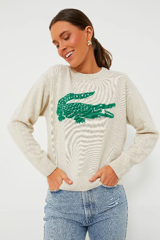 Cable - Knit Women Sweater with Intricate PatternsBig Croc Cashmere Sweater