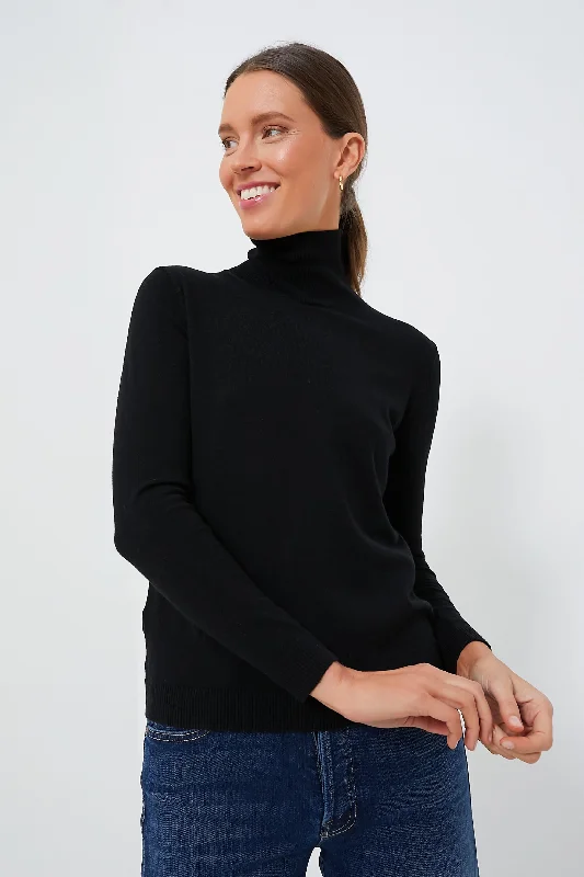 Lightweight Women Sweater for Spring and FallBlack Kiku Turtleneck