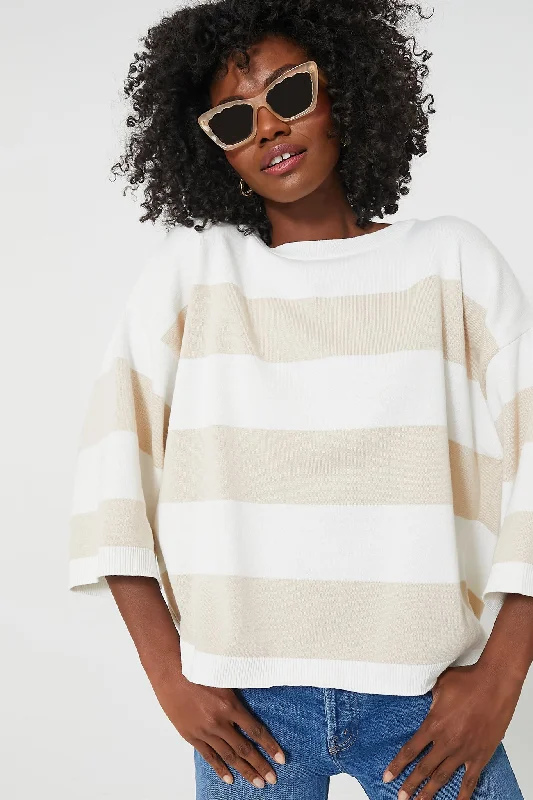 Cropped Women Sweater to Pair with High - Waisted BottomsFrench Oak Stripe Vivienne Knitted Jumper