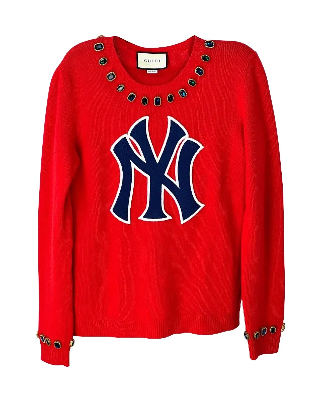 Cable - Knit Women Sweater with Intricate PatternsGucci ny yankees wool sweater