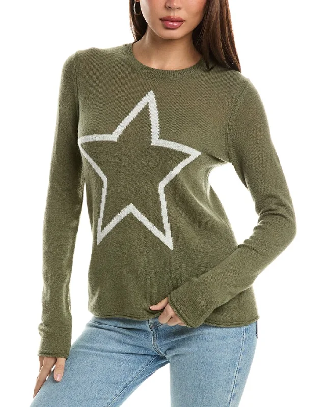 Cable - Knit Women Sweater with Intricate PatternsHannah Rose Star Intarsia Wool & Cashmere-Blend Sweater