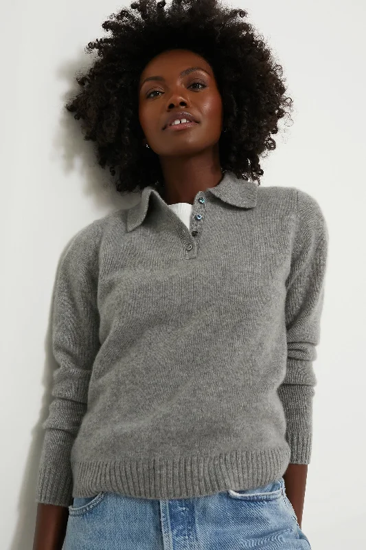 Color - Blocked Women Sweater for a Bold Fashion StatementHeather Grey Cashmere Alice Polo Sweater