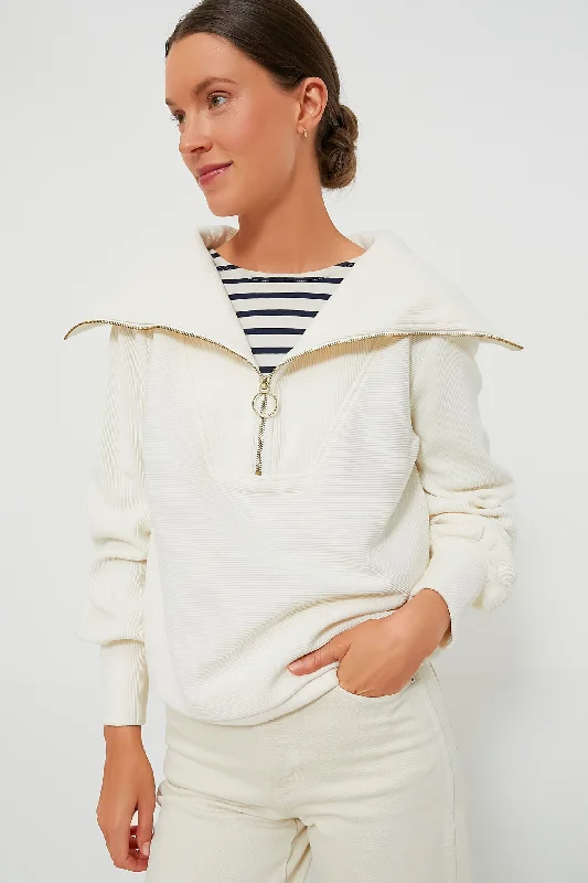 Mock - Neck Women Sweater for a Modern TwistIvory Vine Half Zip