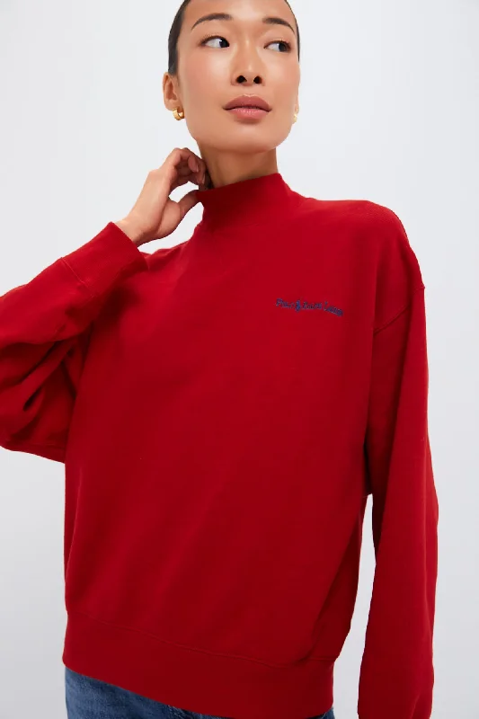 Lightweight Women Sweater for Spring and FallMadison Red Vintage Fleece Logo Sweatshirt