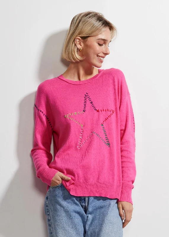 Floral Print Women Sweater for a Feminine AppealStar Sweater - Pink