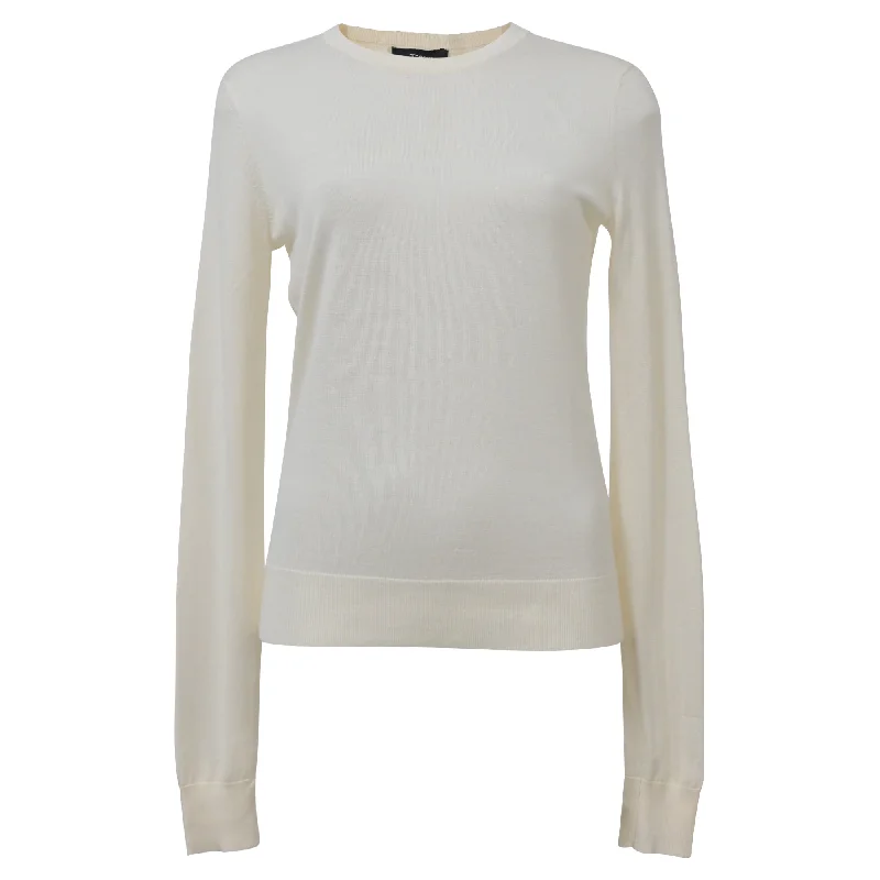 Sequin - Embellished Women Sweater for Special OccasionsTheory Crewneck Regal Sweater in Ivory Wool