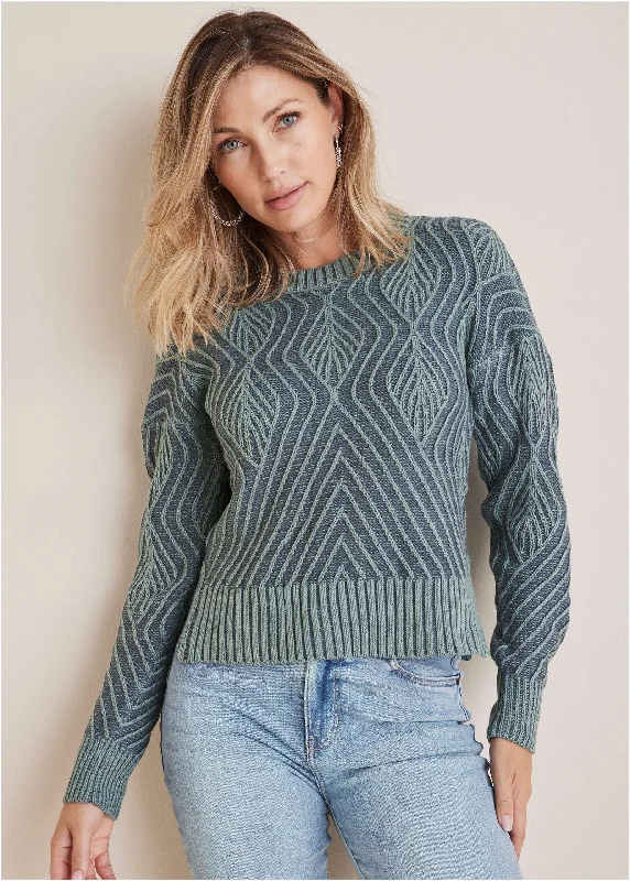 Lightweight Women Sweater for Spring and FallStitch Interest Sweater - Tourmaline