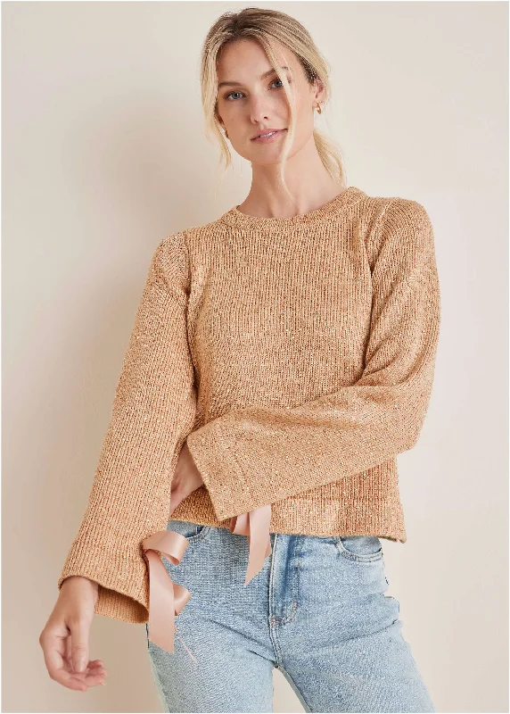 Oversized Women Sweater for a Cozy and Fashionable LookGlitter Knit Sweater - Cream Tan