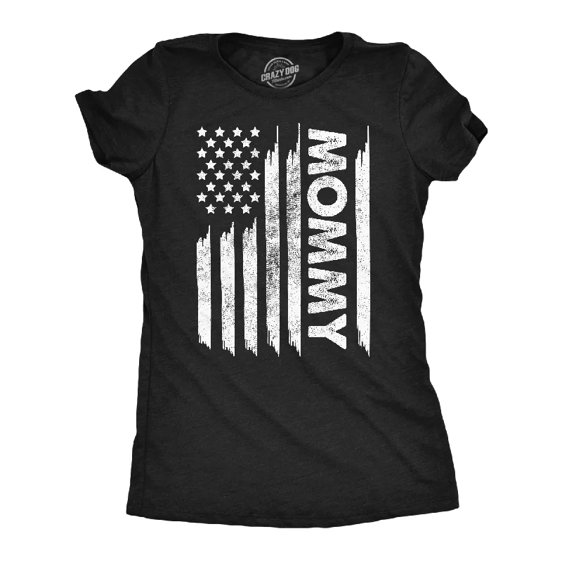 V - Neck Women T Shirt to Enhance the NecklineAmerican Flag Mommy Women's T Shirt