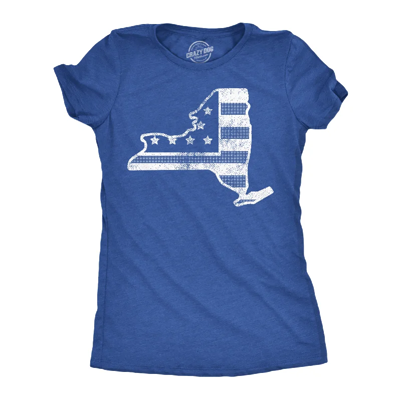 Embroidered Women T Shirt with Intricate DetailsAmerican Flag New York State Women's T Shirt