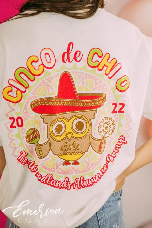 Floral Print Women T Shirt for a Feminine TouchChi Omega Cinco De Chi O Tee