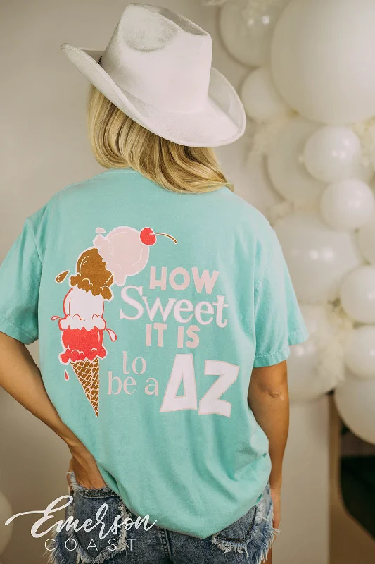 Floral Print Women T Shirt for a Feminine TouchDelta Zeta PR Ice Cream Cone Tee