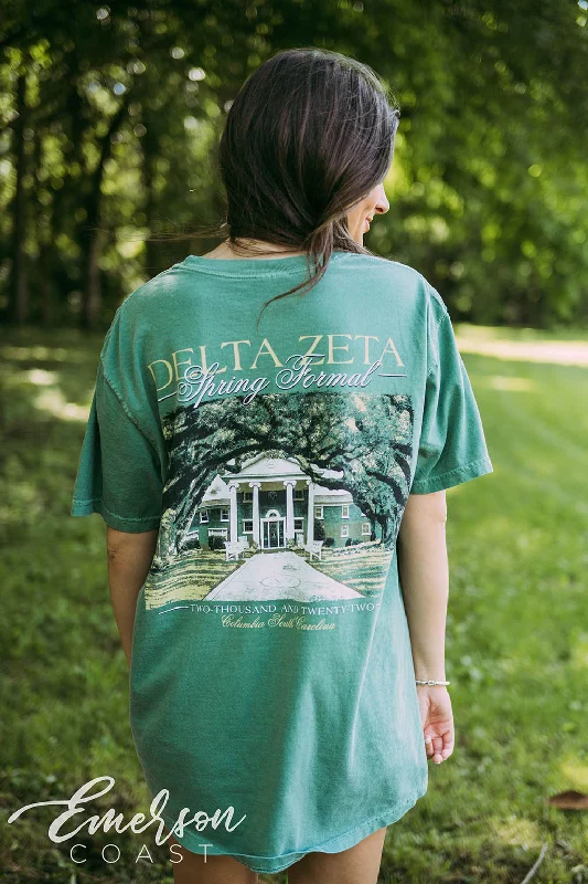 Sheer Women T Shirt for a Stylish and Alluring LookDelta Zeta Spring Formal Green Tee