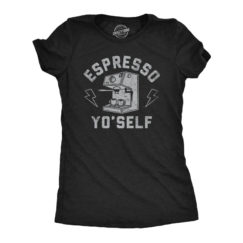 V - Neck Women T Shirt to Enhance the NecklineEspresso Yo Self Women's T Shirt