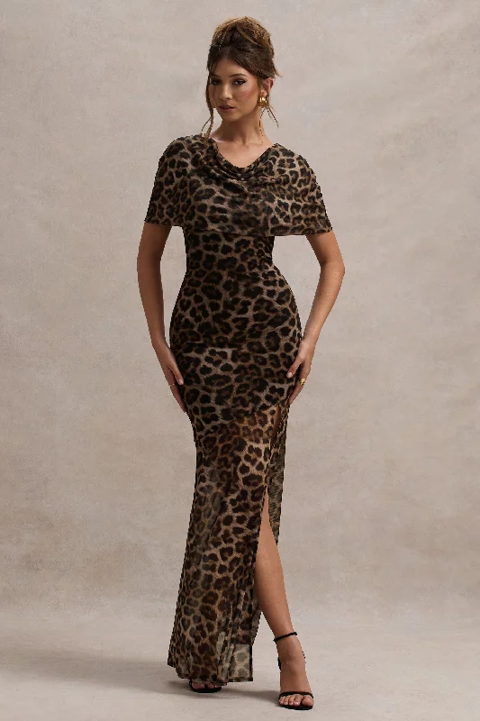 Sheath Women Dress with a Tailored Fit for a Professional LookSheath Women Dress with a Tailored Fit for a Professional LookGomez | Leopard Print Mesh Cowl-Neck Split Maxi Dress