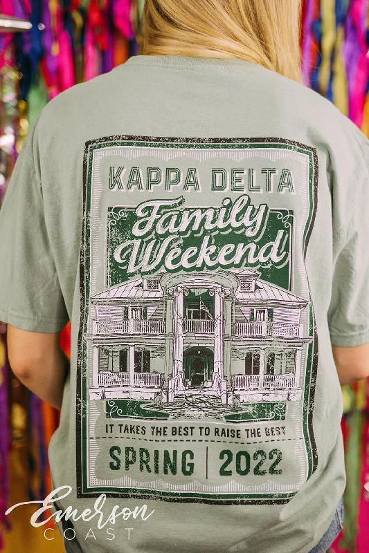 Crop Top Women T Shirt to Pair with High - Waisted BottomsKappa Delta Family Weekend Green Tee