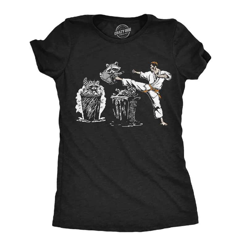 V - Neck Women T Shirt to Enhance the NecklineKarate Kicking Raccoon Women's T Shirt