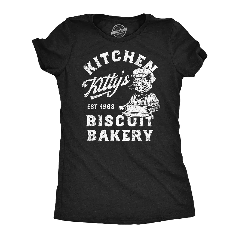 V - Neck Women T Shirt to Enhance the NecklineKitchen Kittys Biscuit Bakery Women's T Shirt