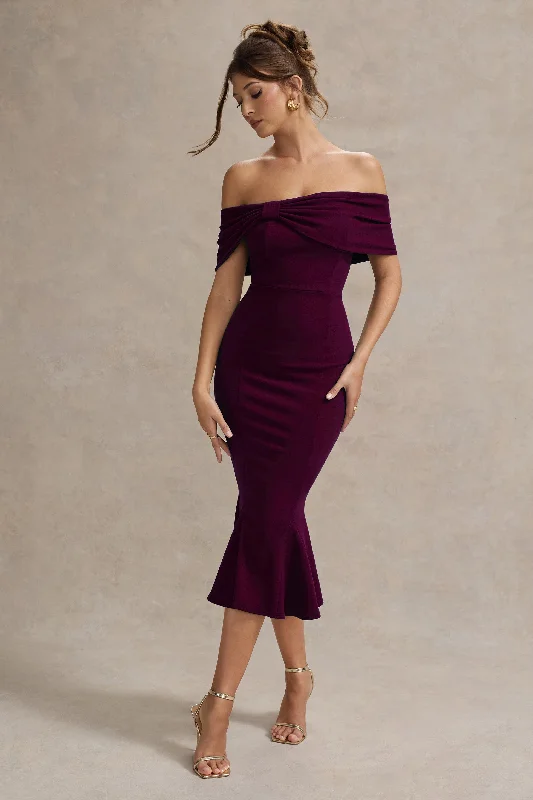 Wrap - Style Women Dress with Adjustable Fit for All Body TypesWrap - Style Women Dress with Adjustable Fit for All Body TypesLydia | Plum Bardot Bow Detail Midi Dress