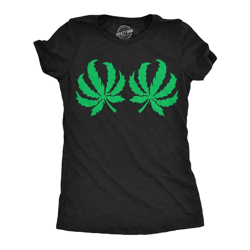 Ringer T Shirt Women with Retro - Inspired StripesPot Leaf Boobs Women's T Shirt